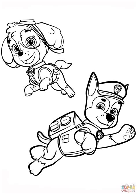 skye coloring page|chase and sky coloring page.